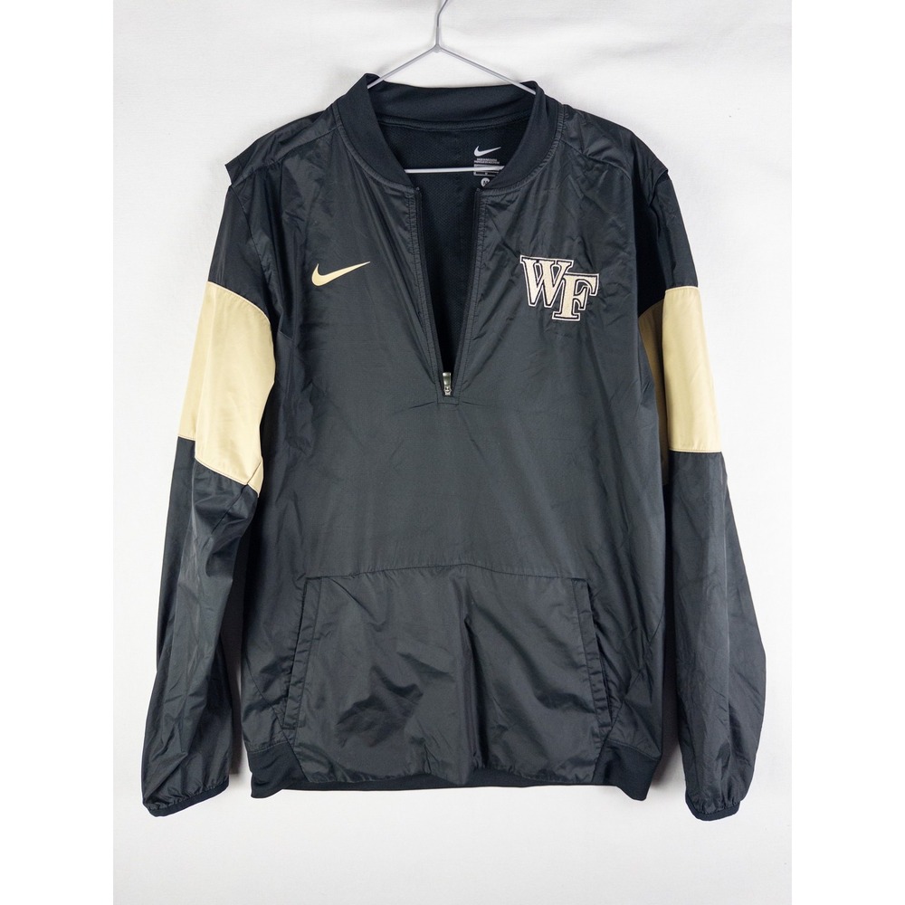 Nike Wake Forest Demon Deacons Half Zip Pullover Windbreaker Mens M Black Gold S
